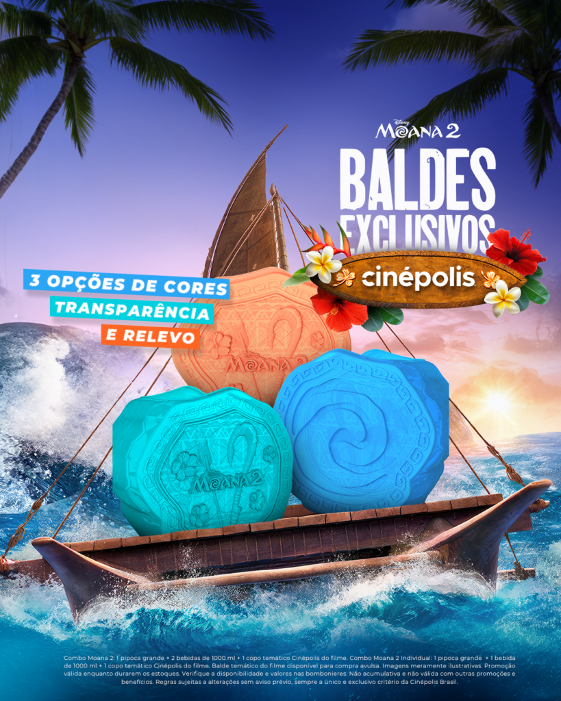 Cinépolis terá combo de Moana 2 com três opções de baldes para escolha - cabanageek