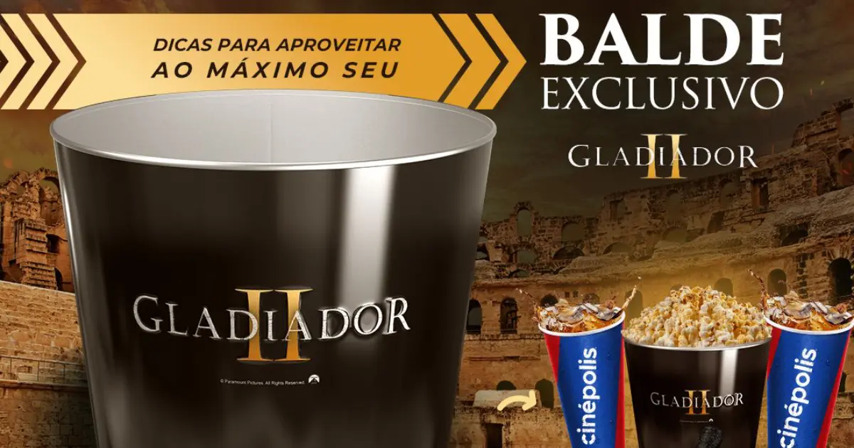 Cinépolis lança balde temático para Gladiador II; veja os detalhes: