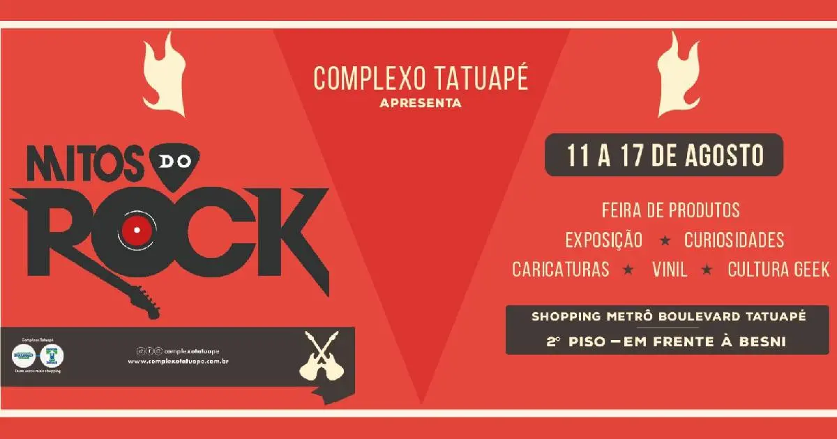 Exposição Mitos do Rock chega ao Shopping Metrô Boulevard Tatuapé