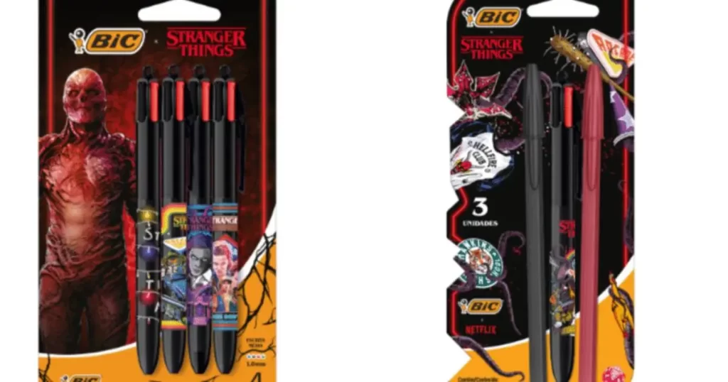 Canetas de Stranger Things da nova coleção da BIC. - Cabana Geek